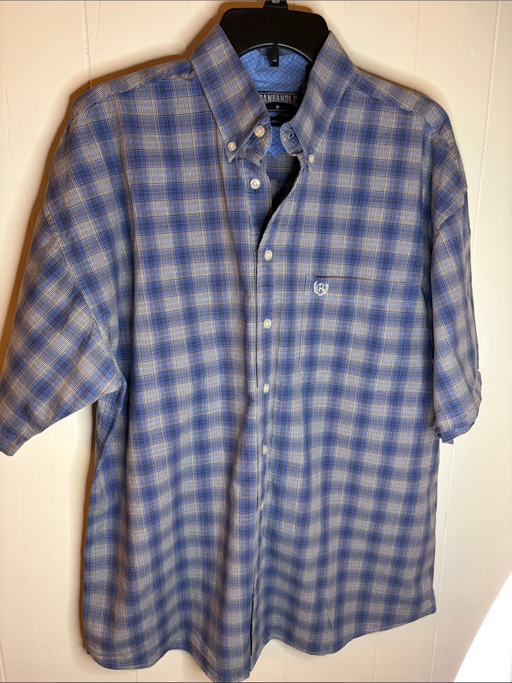 Panhandle Slim Men's L  Plaid Short Sleeve Western Button Down‎ Shirt